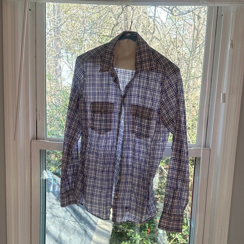 Banana Republic Navy and White Checkered Shirt